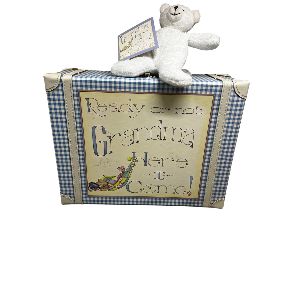 Child to Cherish Keepsake Suitcase Baby Gift Set Plush Bear Blanket Blue‎